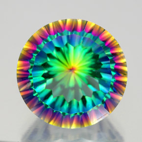 Cuarzo místico multicolor natural de 9,81 ct, corte redondo, VVS