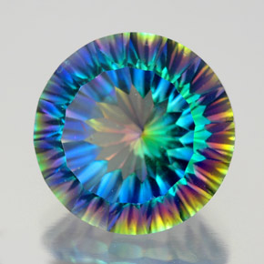 Cuarzo místico multicolor natural de 9,20 ct, corte redondo, VVS-VS
