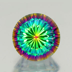 Cuarzo místico multicolor natural de 9,76 ct, corte redondo, VVS