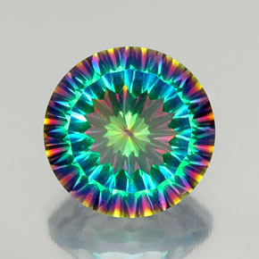 Cuarzo místico multicolor natural de 9,63 ct, corte redondo, VVS-VS