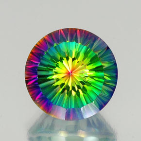 Cuarzo místico multicolor natural de 10,40 ct, corte redondo, VVS