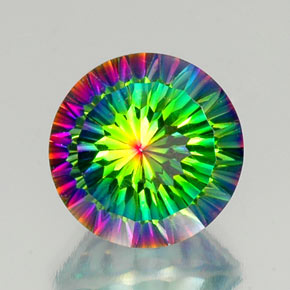 Cuarzo místico multicolor natural de 10,50 ct, corte redondo, VS