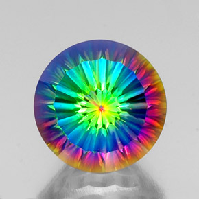 Cuarzo místico multicolor natural de 10,57 ct, corte redondo, VVS-VS