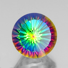 Cuarzo místico multicolor natural de 10,57 ct, corte redondo, VVS-VS
