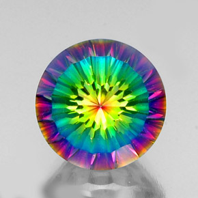 Cuarzo místico multicolor natural de 9,69 ct, corte redondo, VVS