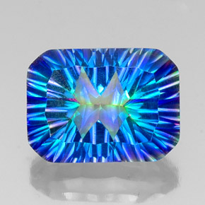 Cuarzo místico multicolor natural de 10,56 ct, corte esmeralda, VS