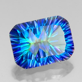 Cuarzo místico multicolor natural de 10,56 ct, corte esmeralda, VS