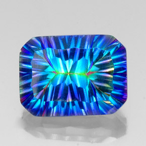 Cuarzo místico multicolor natural de 10,24 ct, corte esmeralda, VS