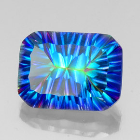 Cuarzo místico multicolor natural de 10,24 ct, corte esmeralda, VS