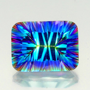 Cuarzo Místico Arcoíris superior natural de 10.56 ct, corte esmeralda, VS