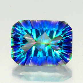 Cuarzo místico multicolor natural de 10,29 ct, corte esmeralda, VS-SI