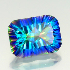 Cuarzo místico multicolor natural de 10,29 ct, corte esmeralda, VS-SI