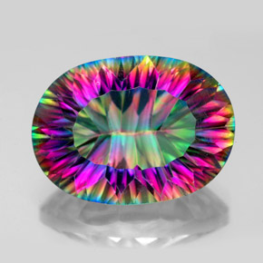 Cuarzo místico multicolor natural de 12,22 ct, corte óvalo, VVS