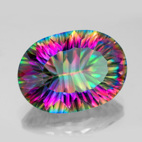 Cuarzo místico multicolor natural de 12,22 ct, corte óvalo, VVS