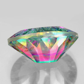 Cuarzo místico multicolor natural de 12,22 ct, corte óvalo, VVS