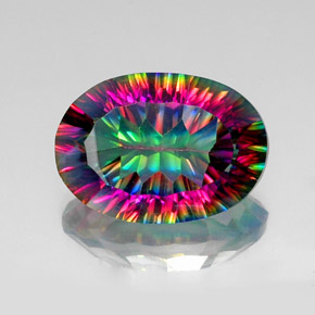 Cuarzo místico multicolor natural de 11,94 ct, corte óvalo, VVS-VS