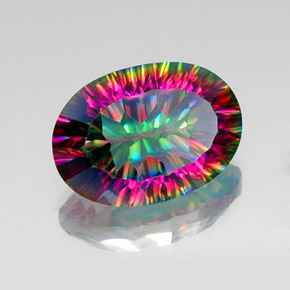 Cuarzo místico multicolor natural de 11,94 ct, corte óvalo, VVS-VS