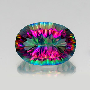 Cuarzo místico multicolor natural de 12,84 ct, corte óvalo, VS