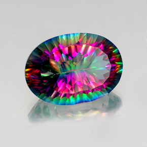 Cuarzo místico multicolor natural de 12,84 ct, corte óvalo, VS