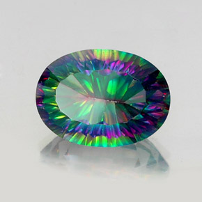 Cuarzo místico multicolor natural de 13,48 ct, corte óvalo, VS