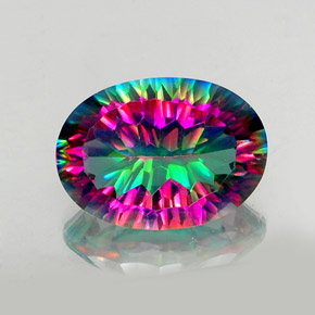 Cuarzo místico multicolor natural de 11,58 ct, corte óvalo, VVS-VS