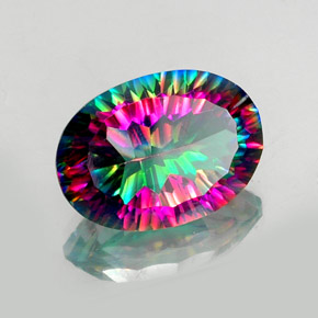 Cuarzo místico multicolor natural de 11,58 ct, corte óvalo, VVS-VS