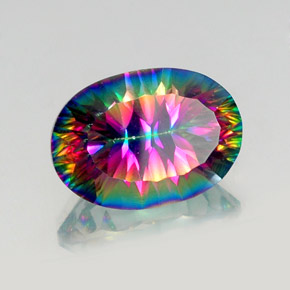 Cuarzo místico multicolor natural de 13,04 ct, corte óvalo, VS