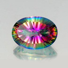 Cuarzo místico multicolor natural de 13,12 ct, corte óvalo, VVS-VS
