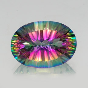 Cuarzo místico multicolor natural de 13,09 ct, corte óvalo, VVS-VS
