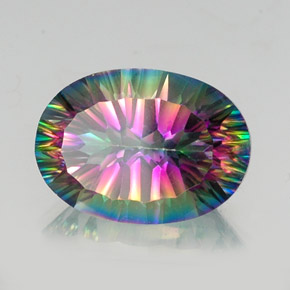 Cuarzo místico multicolor natural de 13,09 ct, corte óvalo, VVS-VS