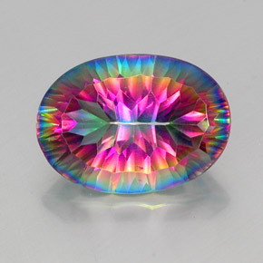 Cuarzo místico multicolor natural de 11,26 ct, corte óvalo, VVS-VS