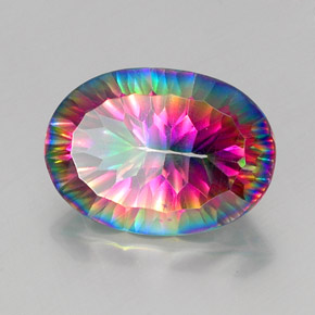 Cuarzo místico multicolor natural de 11,26 ct, corte óvalo, VVS-VS
