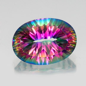 Cuarzo místico multicolor natural de 13,49 ct, corte óvalo, VVS-VS