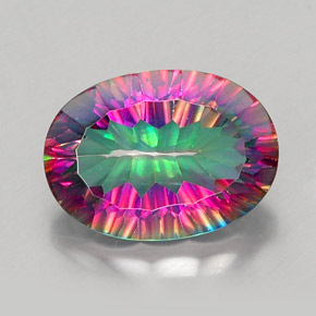 Cuarzo místico multicolor natural de 11,71 ct, corte óvalo, VVS-VS