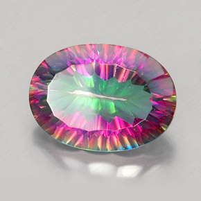 Cuarzo místico multicolor natural de 11,71 ct, corte óvalo, VVS-VS