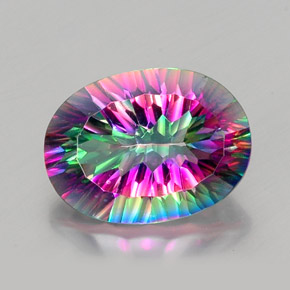 Cuarzo místico multicolor natural de 11,48 ct, corte óvalo, VVS-VS