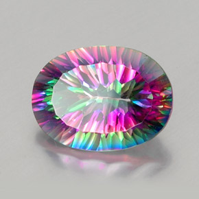 Cuarzo místico multicolor natural de 11,48 ct, corte óvalo, VVS-VS