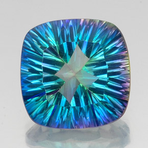 Cuarzo místico multicolor natural de 21,72 ct, corte cojín, VVS-VS