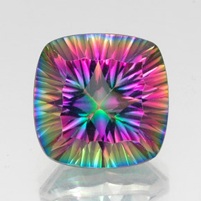 Cuarzo místico multicolor natural de 15,58 ct, corte cojín, VVS