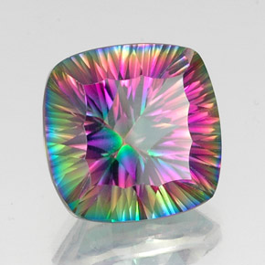 Cuarzo místico multicolor natural de 15,58 ct, corte cojín, VVS