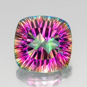 Cuarzo místico multicolor natural de 14,64 ct, corte cojín, VVS