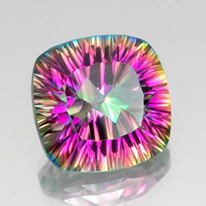 Cuarzo místico multicolor natural de 14,64 ct, corte cojín, VVS