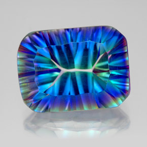 Cuarzo místico multicolor natural de 10,01 ct, corte esmeralda, VVS-VS