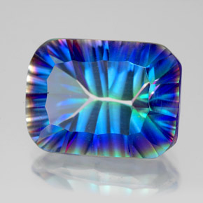 Cuarzo místico multicolor natural de 10,01 ct, corte esmeralda, VVS-VS
