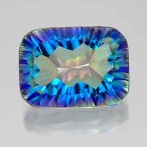 Cuarzo místico multicolor natural de 10,14 ct, corte esmeralda, VVS-VS