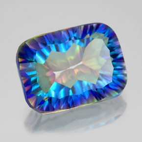 Cuarzo místico multicolor natural de 10,14 ct, corte esmeralda, VVS-VS