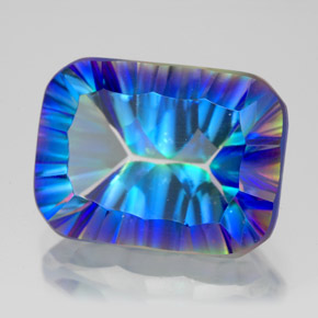 Cuarzo místico multicolor natural de 11,18 ct, corte esmeralda, VVS-VS