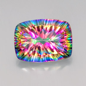 Cuarzo místico multicolor natural de 18,37 ct, corte cojín, VVS