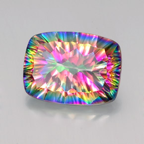 Cuarzo místico multicolor natural de 18,37 ct, corte cojín, VVS