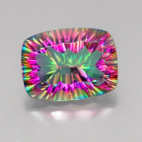 Cuarzo místico multicolor natural de 19,28 ct, corte cojín, VVS